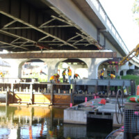 Mitchell River Project
Strengthening of the Mitchell River Bridge Foundations for VicRoads. Consisting of 950 diametre Steel Piles, driven 30m deep and forming and casting a new pile cap incorporating the existing pile cap and the new piles
